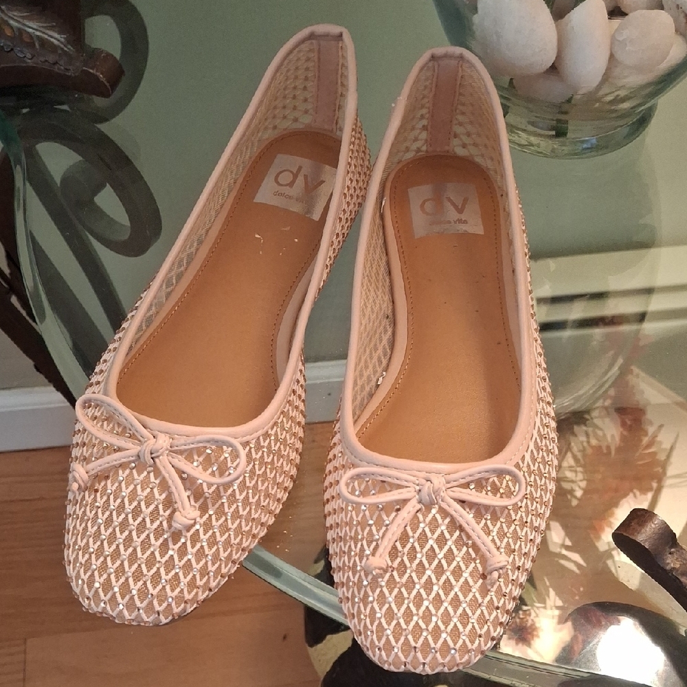 DV by Dolce Vita Cream Ballet Flats with Woven Texture